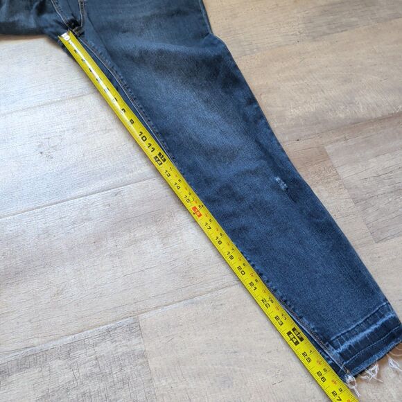 Spanx Distressed Ankle Skinny Jeans Raw Hem Medium Wash Size L - Picture 5 of 7